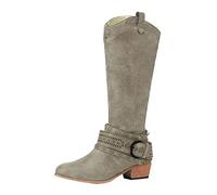 Codgirl para Mujeres Fall Winter Winter Knee High Fashion Heel Cowboy Comfy COMPLEATA TALMATURA Boots