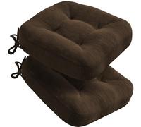 Codi Juego de 2 cojines de asiento de 40 x 40 x 8 cm, gruesos, cómodos cojines para silla con funda resistente al agua, lavables, antideslizantes, para sillas de exterior y jardín, color marrón