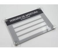 Codiarts Cartel con ventosas, 19 x 27 cm, placa para puerta de cristal acrílico, placa para ventana grabable individualmente, cartel para horarios de apertura para tiendas y oficinas, español