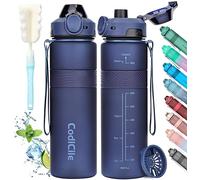 CodiCile Botella Agua, Botella de Agua Deportiva sin BPA, Botella Gimnasio a prueba de fugas, Botella agua 1 litro ideal para gym, escuela, oficina y viajes (Azul marino)