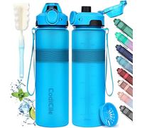 CodiCile Botella Agua, Botella de Agua Deportiva sin BPA, Botella Gimnasio a prueba de fugas, Botella agua 1 litro ideal para gym, escuela, oficina y viajes (Azul)