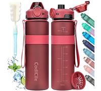 CodiCile Botella Agua, Botella de Agua Deportiva sin BPA, Botella Gimnasio a prueba de fugas, Botella agua 1 litro ideal para gym, escuela, oficina y viajes (Rojo)