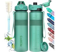 CodiCile Botella Agua, Botella de Agua Deportiva sin BPA, Botella Gimnasio a prueba de fugas, Botella agua 1 litro ideal para gym, escuela, oficina y viajes (Verde oscuro)