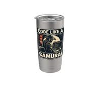 Codifica como un Samurai Programador Japonés Desarrollador de Software Vaso térmico de acero inoxidable de doble pared