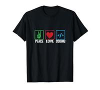 Codificación de Amor de Paz Camiseta gráfica económica, Hombre, Negro, L
