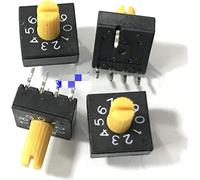 Codificador rotatorio 3pcs 0-9 Interruptor de codificación giratoria ADEREZO Cambiar 10 posición tarjeta circuito impreso Switch 8421C Código positivo 4: 1 con mango