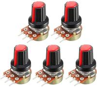 Codificador rotatorio 5 unids/lote potenciómetro de película de carbono WH148 15mm 3 pines + Kit de tapa de perillas de interruptor giratorio rojo B1K 2K 5K 10K 20K 50K 100K 250K 500K 1M(Size:2K Ohm)