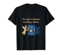 Codificar es Humano para depurar el diseño de código Azul Dorado divino Camiseta