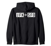 Código de Aeropuerto JFK a SFO Ruta de Viaje de Nueva York San Francisco Sudadera con Capucha