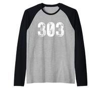 Código de área 303 Denver Colorado Teléfono Móvil Código de Área 303 Camiseta Manga Raglan