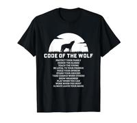 Código de la Familia del Lobo Lealtad Luna Llena Cita Gráfico Camiseta gráfica económica, Hombre, Negro, S