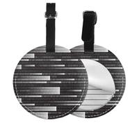 Código de programador negro,Etiquetas de equipaje de cuero sintético con nombre, etiquetas de viaje duraderas, 2 unidades