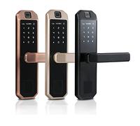Código electrónico de bloqueo de puerta de huellas dactilares, tarjeta, pantalla táctil de llave, cerradura digital de contraseña con aplicación inteligente Tuya Smart (color: blanco-dinosaurio