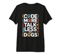 Código Más Hablar Menos Perros Mascotas Programador Humor Camiseta Premium