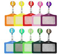 CODIRATO 10 PCS Tarjeta Identificativa, Soporte Para Tarjeta Identificativa con Carrete Retráctil Fundas de Soporte de Tarjeta para Oficina, Exposición y Negocios (Multicolor)