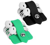 CODIRATO 2 PCS Cable de los Auriculares Bobinadora, Organizador para Auriculares Silicona Organizador para Cables para Trabajo y Viajes (Verde y Negro)