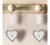 CODIRATO 2 PCS Colgante de Madera con Forma de Corazón, Colgante de Corazón de Madera, Colgante Madera con Cuerda de Yute, Colgante Madera Decoración para Salón, Ventana, Boda