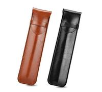 CODIRATO 2 PCS Estuche de Cuero PU Cuero Lapicera Poseedor Estuche para Bolígrafo Portátil Estuche Protector para Bolígrafos, Lápiz Óptico (Marrón y Negro)