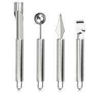 CODIRATO 4 PCS Herramientas para Tallar Frutas 4 en 1 de Acero Inoxidante Cuchillo Tallado de Fruta Cuchara de Excavación Bola Multifuncional Corer de Fruta Casera para Diferentes Frutas