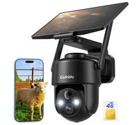Codnida 4G LTE Cámara Vigilancia con Placa Solar, 2K Cámara Exterior Solar con Tarjeta Sim, 355° PTZ Camera sin Cable, Detección de Movimiento PIR, Audio Bidireccional, Visión Nocturna en Color, IP66