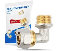 Codo Conector Angular 16 x 1/2'' RM Compresión para PEX-AL-PEX Latón Wärmer System Atornillado Acoplamiento Roscado