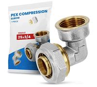 Codo Conector Angular 25 x 3/4'' RH Compresión para PEX-AL-PEX Latón Wärmer System Atornillado Acoplamiento Roscado