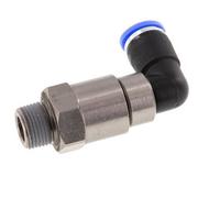 Codo de 10 mm y R3/8'' Junta giratoria rápida Rosca macho Niquelada Latón/PBT NBR Giratorio