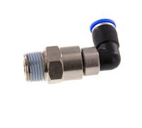 Codo de 10mm y R1/2'' Junta giratoria rápida Rosca macho Niquelada Latón/PBT NBR Giratorio