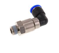 Codo de 12 mm y R3/8'' Junta giratoria rápida Rosca macho Niquelada Latón/PBT NBR Giratorio