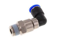 Codo de 12mm y R1/2'' Junta giratoria rápida Rosca macho Niquelada Latón/PBT NBR Giratorio