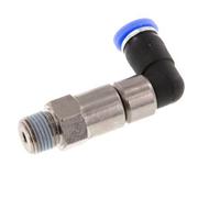 Codo de 4 mm y R1/8'' Junta giratoria rápida Rosca macho Niquelada Latón/PBT NBR Giratorio