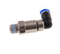 Codo de 6 mm y R1/4'' Junta giratoria rápida Rosca macho Niquelada Latón/PBT NBR Giratorio