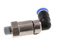 Codo de 6 mm y R1/8'' Junta giratoria rápida Rosca macho Niquelada Latón/PBT NBR Giratorio