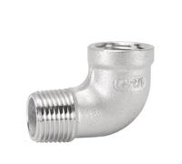 Codo de 90 grados acero inoxidable 304, DN6, DN8, DN10, DN15, DN20, DN25, DN32, 1/2" BSPT, for conectar tuberías y válvulas(F-M,1/2")