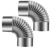 Codo de 90 grados for tubo de escape, diámetro 100-120 mm, color plateado, 2 unidades(12cm)