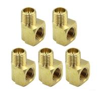 Codo de calle de latón de 90 grados NPT macho x hembra de 1/4 pulgadas para líneas de agua, aire y combustible, junta de tubería robusta de resistencia a altas temperaturas (5 piezas)