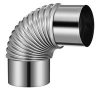 Codo de Chimenea de Acero Inoxidable 7,7cm y 8cm para Estufa | Interior y Camping, Recubrimiento Ignífugo, Resistente a Óxido y Fugas, Instalación Sencilla, Color Plata