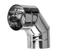 Codo de chimenea de metal de 90 grados, revestimiento de acero inoxidable con curva de 90°, adaptador de tubo de estufa (Ø 125 mm)