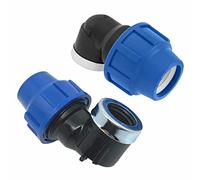 Codo de Compresión para Tubería de Polietileno 20 mm x 1/2 Hembra de 90 grados - 2 piezas - Accesorios de PP MDPE PN16 - Conectores de Aqua para Tuberías de Polietileno PE80, PE100 - SmartProduct