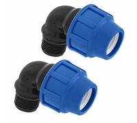 Codo de Compresión para Tubería de Polietileno 20 mm x 1/2 Macho de 90 grados - 2 piezas - Accesorios de PP MDPE PN16 - Conectores de Aqua para Tuberías de Polietileno PE80, PE100 - SmartProduct
