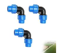 Codo de Compresión para Tubería de Polietileno 25mm x 25mm, Roscado Ángulo 90, Accesorios de PP PN16, Racor de Fontanería en Ángulo de 90 grados, Compatible con Tuberías PE80 y PE100, 3 piezas