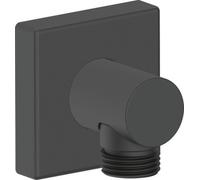 Duravit Universal Codo de conexión a la pared, Codo de conexión de ducha con tapa de pared angular, Conexión de manguera, negro mate