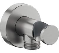 Codo de conexión a pared Duravit, roseta redonda, 55x102mm, UV0630009070, Color: acero inoxidable pulido