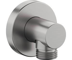 Codo de conexión a pared Duravit, roseta redonda, 55x80mm, UV0630008070, Color: acero inoxidable pulido