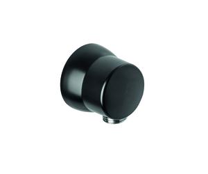 Codo de conexión de manguera KLUDI A-QA DN 15, intrínsecamente seguro contra reflujo, con anillo de compensación de pared, 6306139-00, Color: negro mate