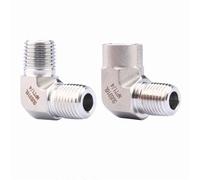 Codo de conexión for tubería forjada de acero inoxidable 316L, rosca hembra macho NPT de 1/8", 1/4", 3/8" y 1/2", conector de 90 grados de alta presión(Female-Female Elbow 1/2")