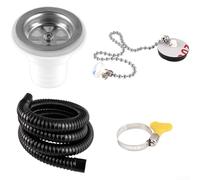 Codo de drenaje ABS para fregaderos de RV emparejado con tubo de 2 m para soportar camino de drenaje recto, accesorio de drenaje impermeable para casas móviles (recto + tubería)