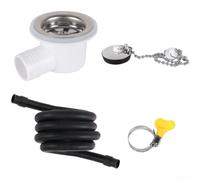 Codo de drenaje ABS para fregaderos de RV emparejado con tubo de 2 m para soportar camino de drenaje recto, accesorio de drenaje impermeable para casas móviles (curva + tubería)