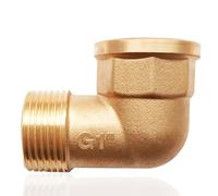 Codo de Latón 90° G1" (Ø Hembra 30,5mm x Ø Macho 32,5mm), DN25, Hembra/Macho, Racor Roscado Apto para Agua Potable