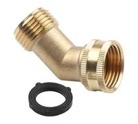 Codo de manguera de jardín de latón de 45 grados, rosca GHT de 3/4 pulgadas para grifos al aire libre, jardines y caravanas (1 unidad)